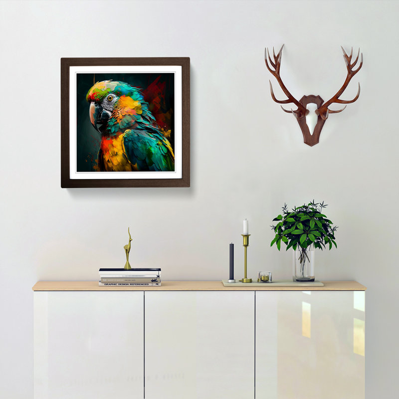 Parrot Expressionism No.1 - Framed Print, Walnut