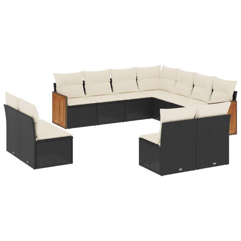 Ensemble de canapé de jardin Vidaxl noir, blanc crème