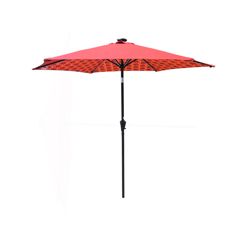 Parasol 9 pi avec motif de lumière et orange, Orange à pois