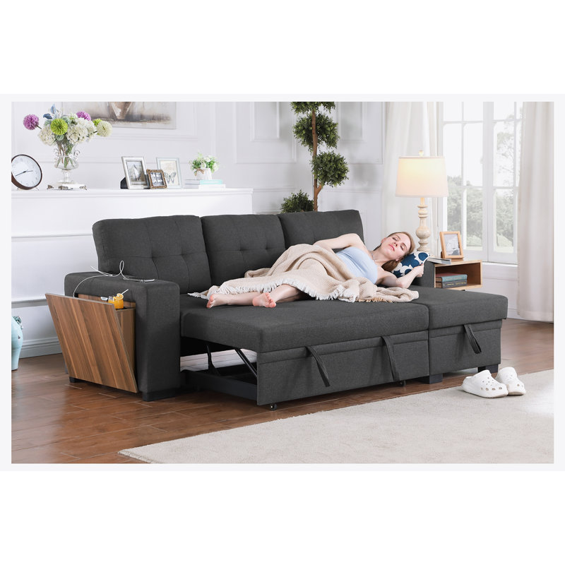 Javi 3 - Piece Upholstered Sectional, Dark Gray Linen