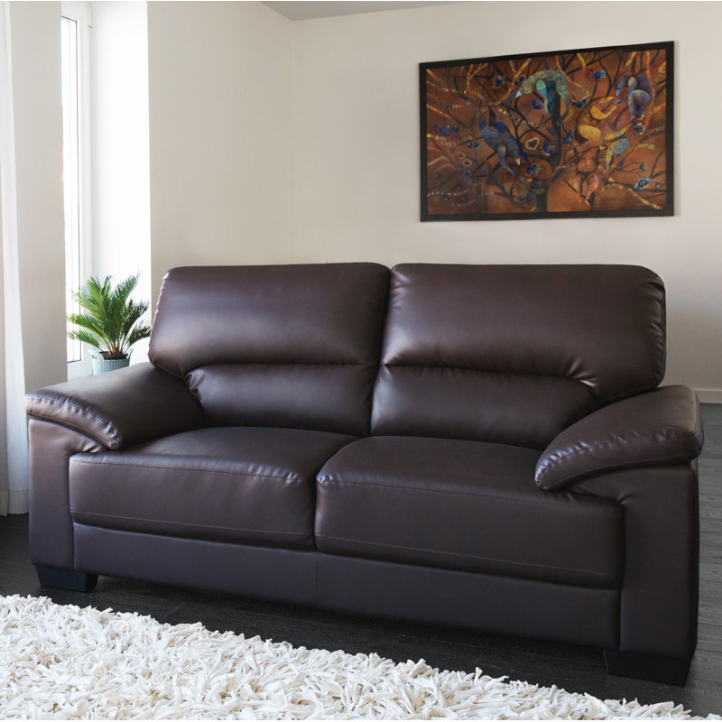 2 Seater Faux Leather Loveseat, Brown