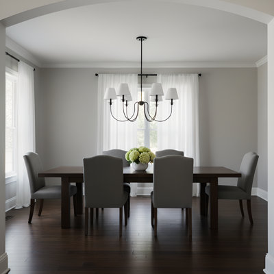 Elsay Dining Room Chandelier With White Linen Shade