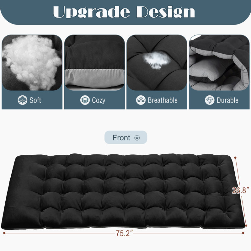 Reinforced and thick folding camping bed, Gris / Noir