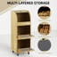 38" Potato Storage Bin, 3-Tier Roll Top Bread Box, Movable Wood Onion Storage with Wheels and 3 Cabinets, Vegetable Organization Cabinet for Kitchen-130367153