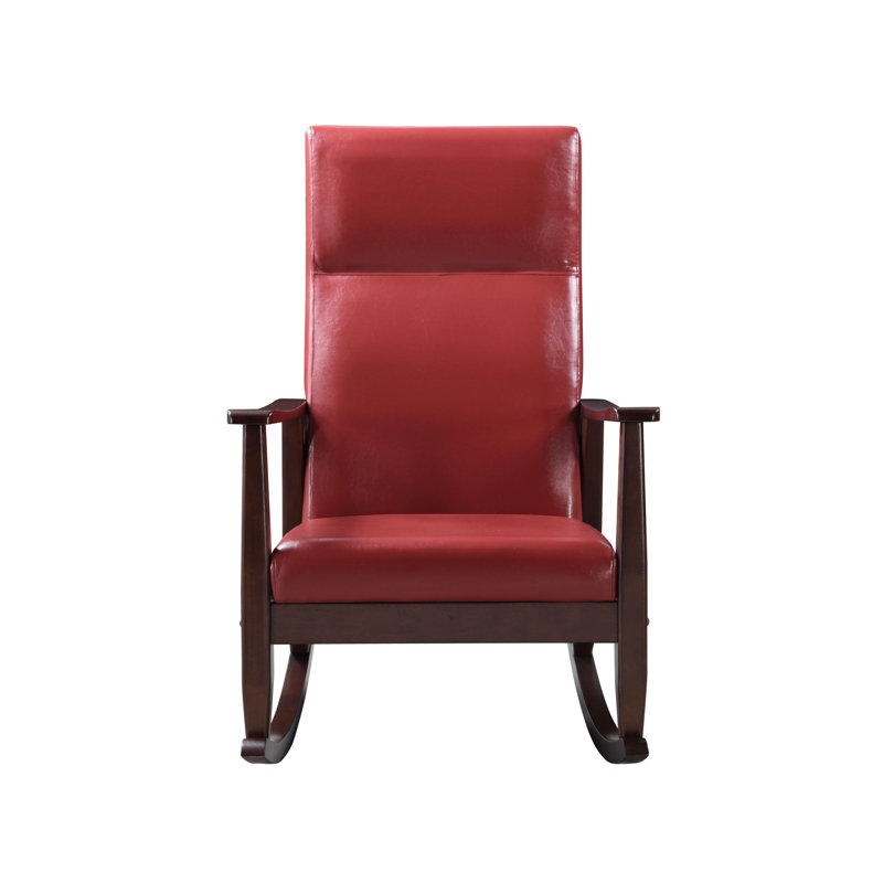 Chaise berçante rembourrée Dondee, Espresso et rouge