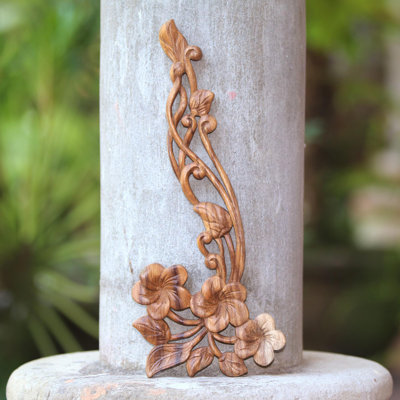 Handmade Traditional Plants & Flowers Wall Decor on Solid Wood