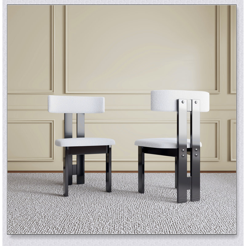 Ensemble de 2 chaises de salle à manger modernes, revêtement en velours blanc pur et structure en bois massif, dossier vertical pour plus de confort et de style