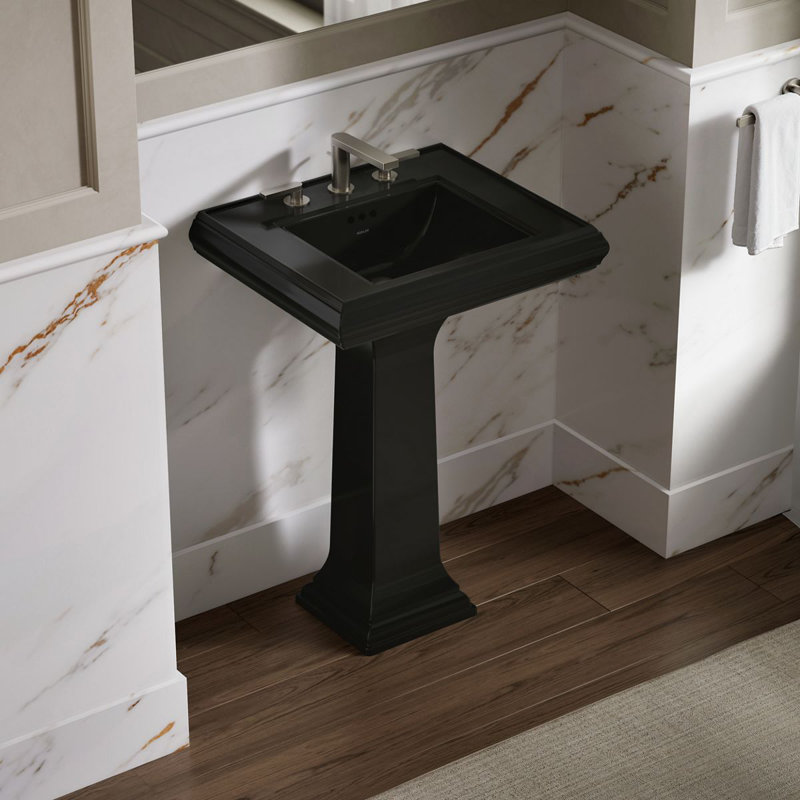 Memoirs®  Pedestal Tall Bathroom Sink with Overflow, Black, 8" Centers