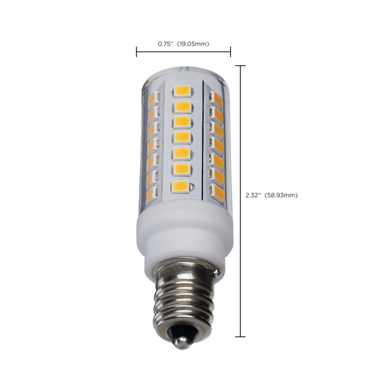 DEL T6 5 watts - Finition transparente - Base E12 - 120 volts, 3000 Kelvins, Clair, 550 lumens