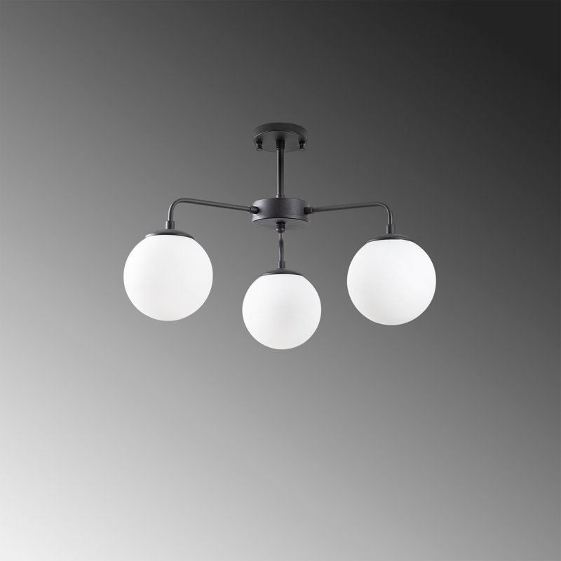 Plafonnier semi-encastré en verre Bejaano, Noir, Crème