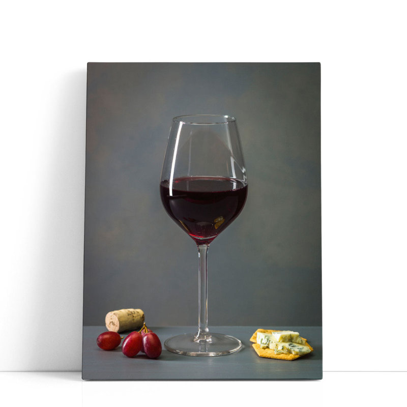 Verre à vin rouge avec fruits I - impression sur toile, H 16 po x l 12 po