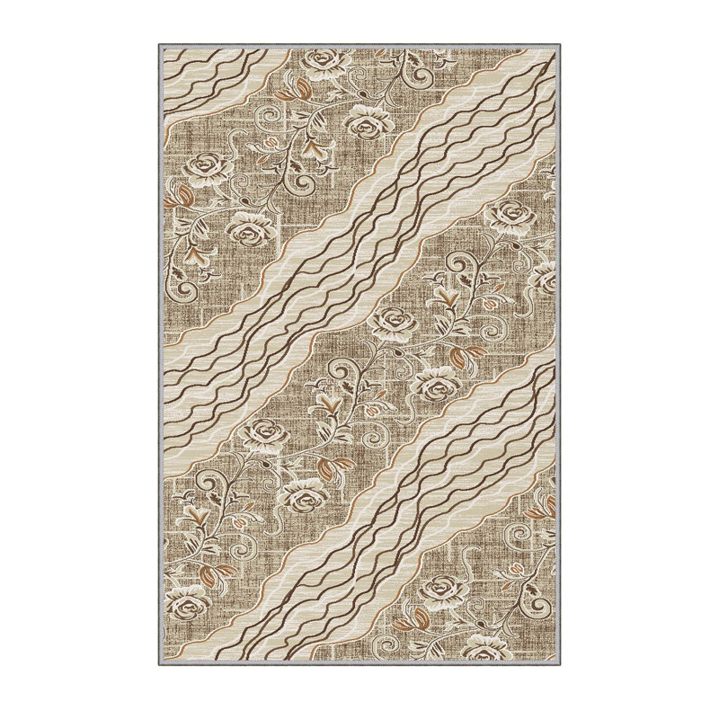 Premium Polyester Area Rug (5.2 x 7.5 ft), 1% Antibacterial, Non-Slip Underside, .3 in Pile Height | Machine Washable, 3D Digital Print, Durable Woven Carpet | Ideal for Living Room, Bedroom & Dining Spaces