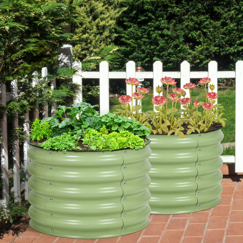 Muffin 16.7" Tall Metal Raised Garden Bed, Green