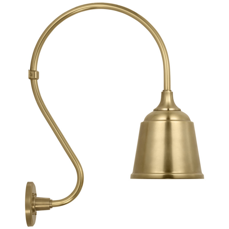 Thomas O'Brien, "Academy 18" Larrabee Barn Light in Matte Black with 16" White Rockhouse Shade, Gold