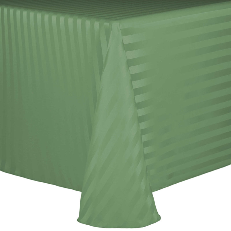 Ultimate Textile Satin Stripe Rectangular Tablecloth, 132" x 108", Sage, 15
