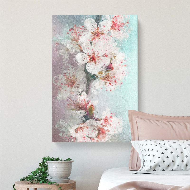 White Blossoms in Abstract - Wrapped Canvas, 76cm H x 50cm W x 3cm D