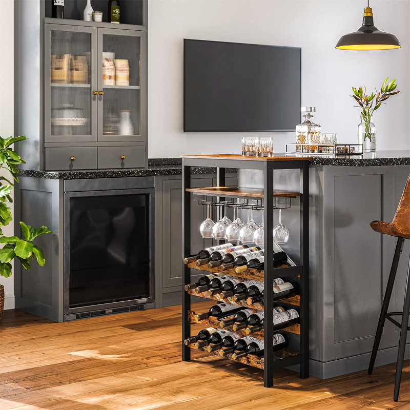 Beverlie Floor Wine Bottle & Glass Rack
