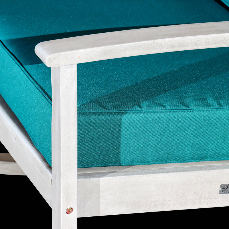 Chaise berçante en bois massif Ingibergur, Argent, Bleu sarcelle