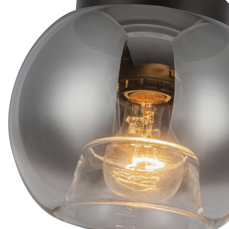 1 - Light Flush Mount, Black, Smoked