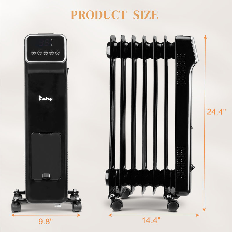 Radiateur électrique 1500 W rempli d'huile avec fonction Wifi en noir