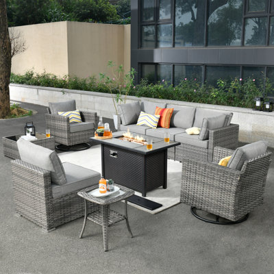 Quinte Premium All-Weather Wicker 6 - Person Patio Conversation Set with Cushions