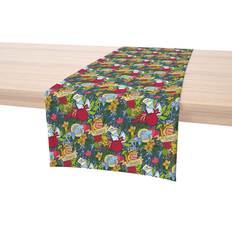 Absalom Floral Table Runner, 108" x 14", Happy Jewish New Year