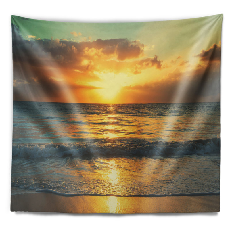 Tapisserie panoramique mer et ciel, H 32 po x l 39 po