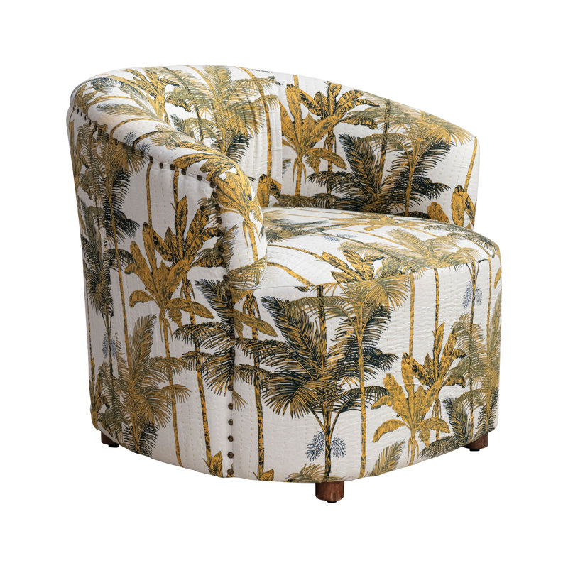 Chaise ronde rembourrée en voile de coton imprimée avec palmiers