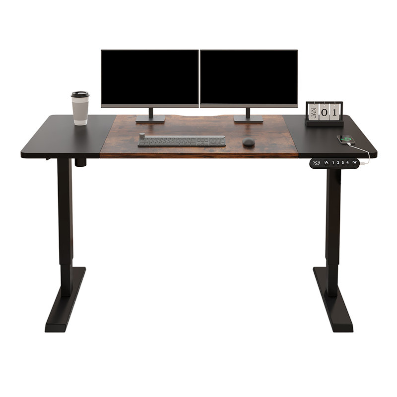 Bureau debout à hauteur réglable de 55 po, Brun / Noir