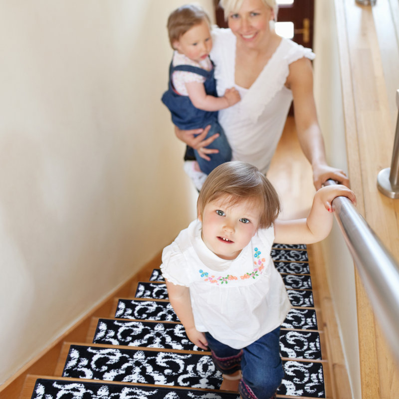 Tapis d'escalier intérieur antidérapant Kamath, Bleu marine