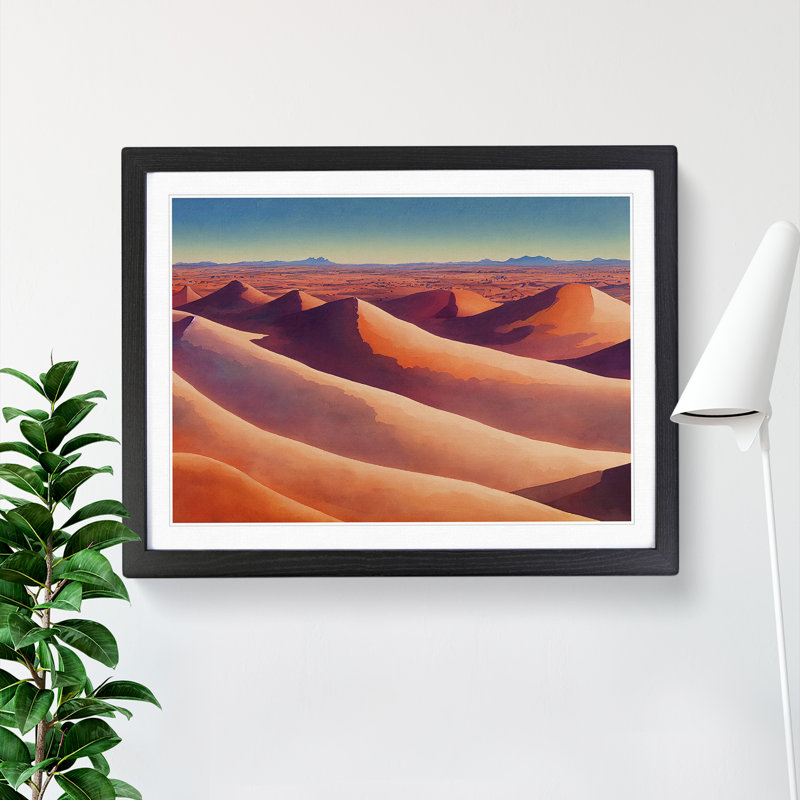 Desert in Watercolour Vol.4 1 Piece Single Picture Frame Painting, 46cm H x 64cm W x 2cm D, Black