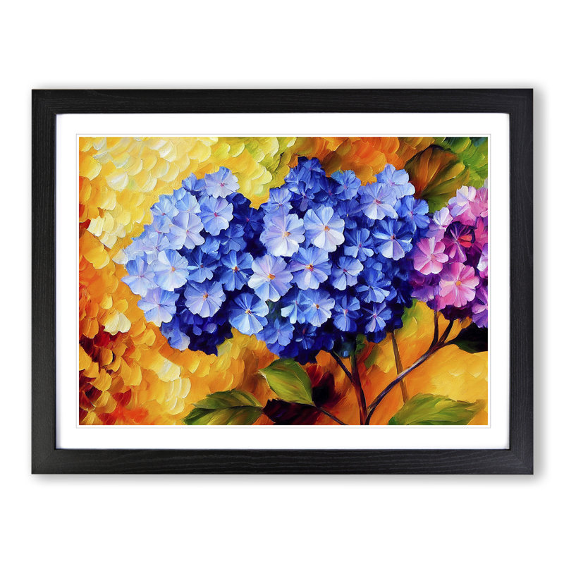Hydrangea Flower Vol.2 - Single Picture Frame Painting, Black, 25cm H x 34cm W x 2cm D