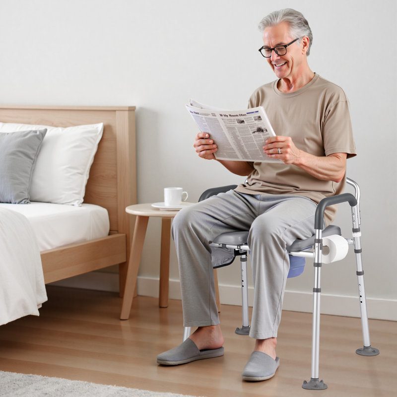 Bedside Commode Chair 4-in-1 Raised Toilet Seat 500 lbs Adjustable Height
