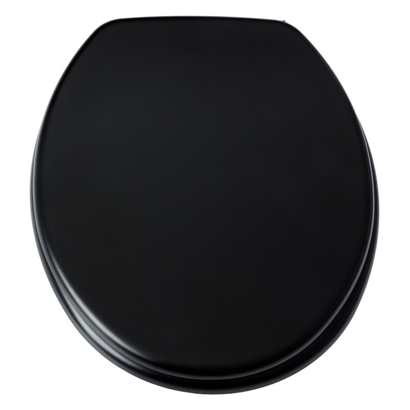 Hampton Oak MDF Toilet Seat SS Hinge, Black
