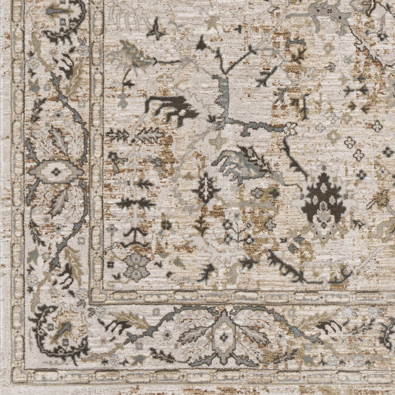 Tapis beige / gris Bowerman, Rectangle 5 pi x 7 pi 5 po