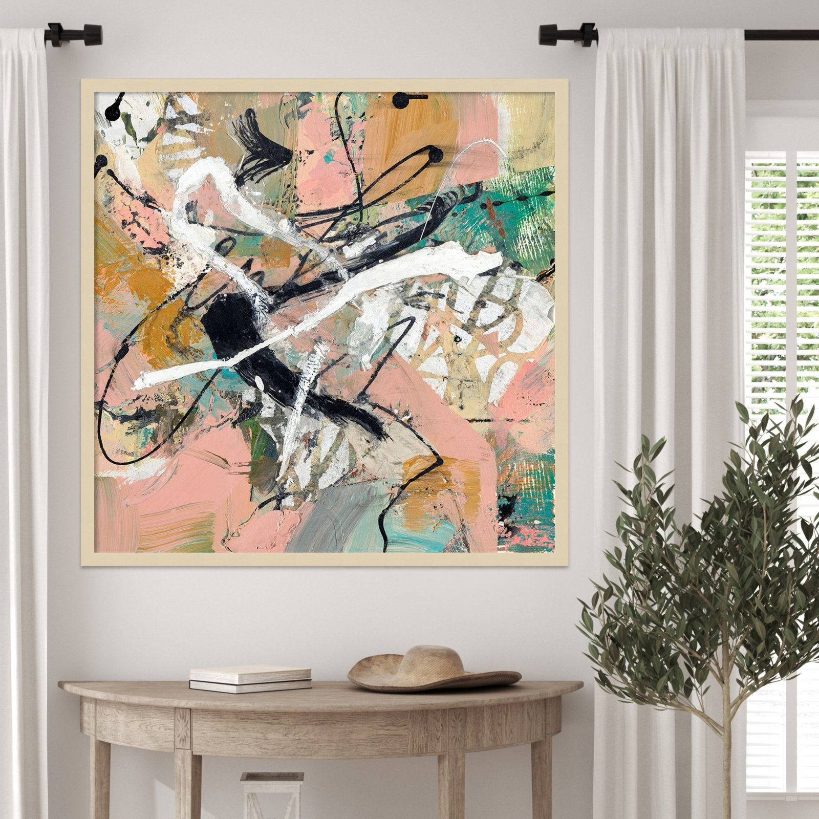 Fluid by Sutter Wood Framed Wall Art Print, Brown, 33" H x 33" W
