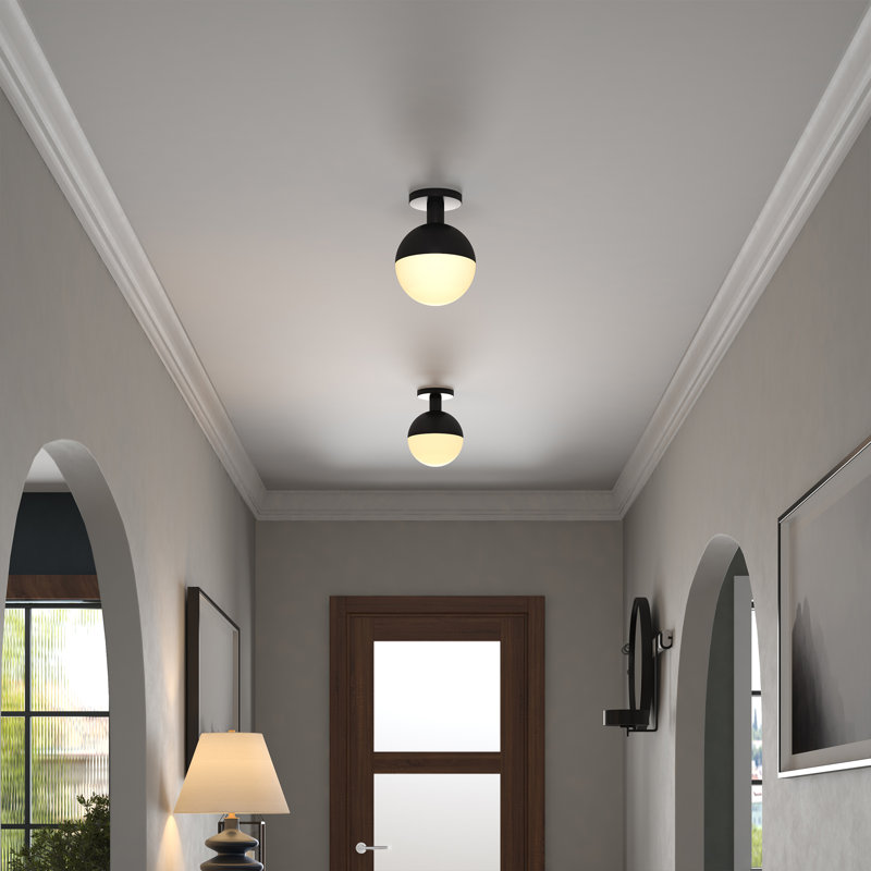 Glass Semi Flush Mount, Blackened Bronze