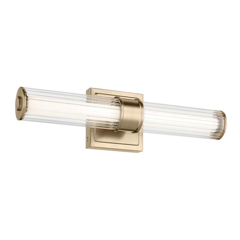 Petite barre de salle de bain linéaire 18,5 "à DEL avec verre cannelé transparent, Bronze