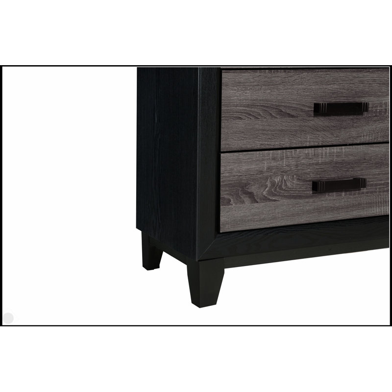 Commode 5 tiroirs SOLUTO moderne rustique gris et noir avec rangement spacieux et design campagnard urbain