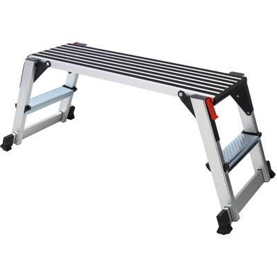 Plateforme en aluminium antidérapant avec banc de travail pliable et échelle de cloisons sèches d'une capacité de 330 lb