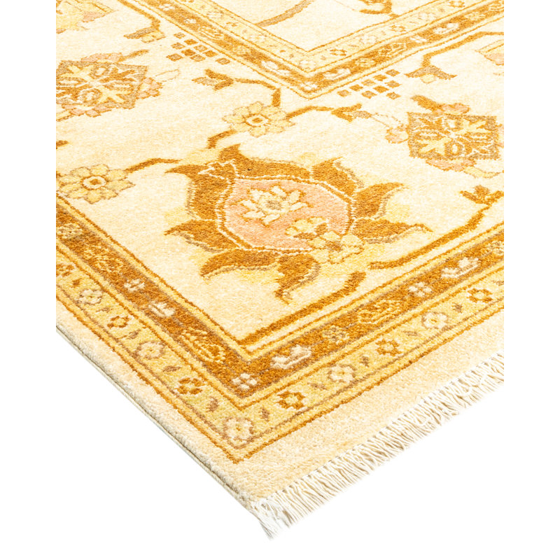 Handmade Ivory Wool 8' x 10' Rectangular Area Rug