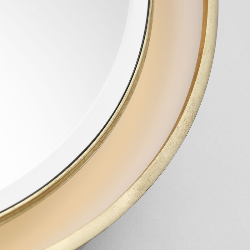 Tricia Illuminated Round Mirror, 24" x 24", Matte White/Gild