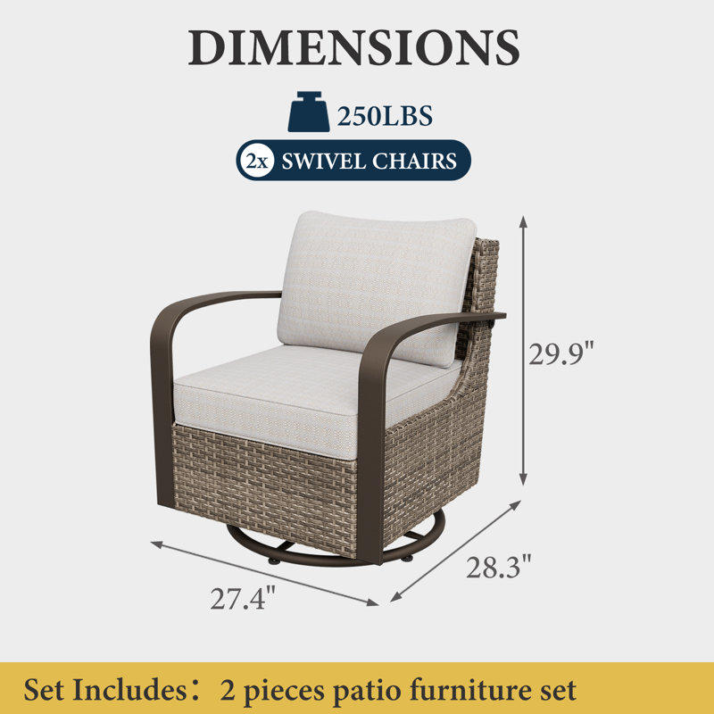 Red Barrel Studio Wicker Swivel Glide Chair - Thumbnail 3