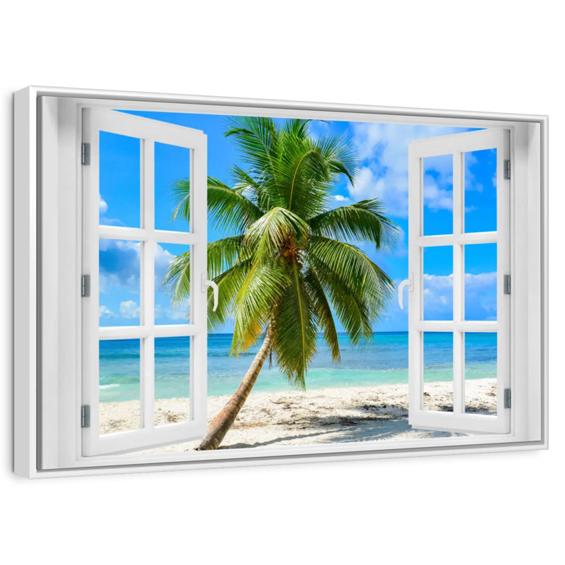 De la fenêtre à l'Axe des Fêtes, Cadre flottant blanc, 40 po x 27 po