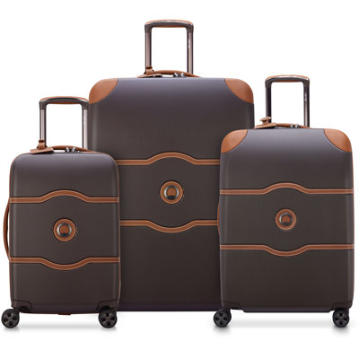 Ensemble bagage à main 3 pièces Delsey Chatelet Air 2.0 avec valises à carreaux moyen et grand chocolat