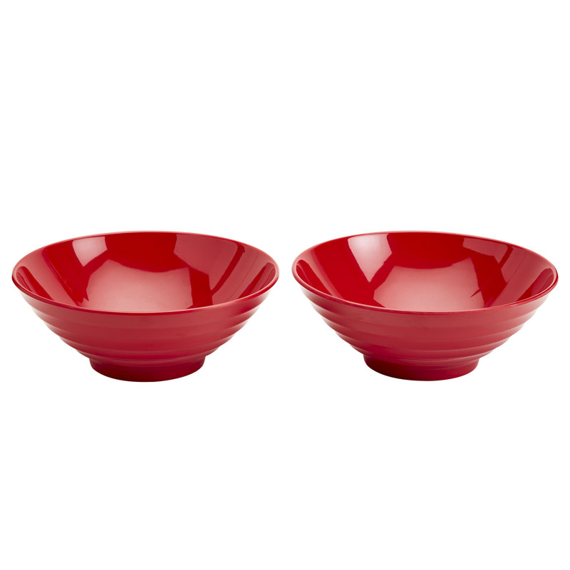 INFUSE 2-Piece Melamine Nesting Ramen Bowl Set, Red