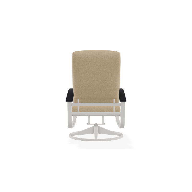 Belle Isle Outdoor Swivel Lounge Chair, Cast Slate Sunbrella® Plainweave, Black P70, Textured Snow