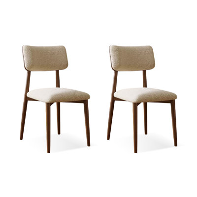 Beige-white+Nut-brown Solid back side Chair(Set of 2)