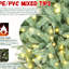 Arbre de Noël 48 pouces bleu avec 150 lumières, 592 pointes, assemblage rapide, support en métal fiable 4 pi avec lumières à DEL pe + blanc à charnières, stable pour les fêtes