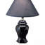 13" Tall Ceramic Table Lamp, Urn-Shaped With Black Finish, Linen Shade